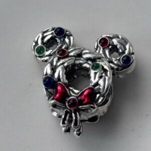 Authentic Disney Mickey Mouse Christmas Wreath Pandora Charm - Picture 4 of 5